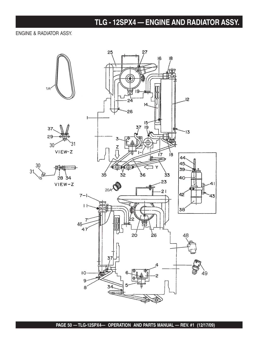 Multiquip TLG-12SPX4 operation manual TLG 12SPX4 Engine and Radiator Assy 