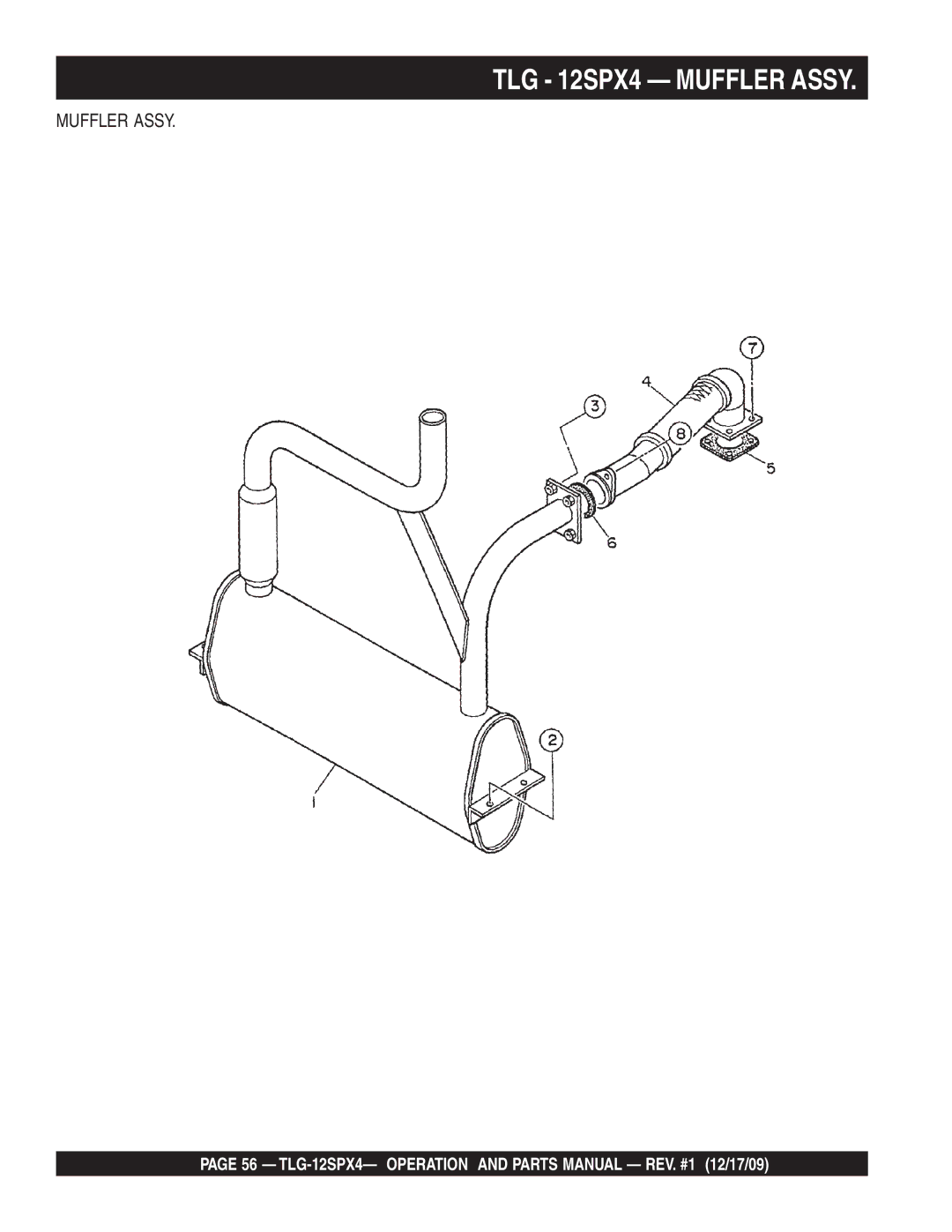 Multiquip TLG-12SPX4 operation manual TLG 12SPX4 Muffler Assy 