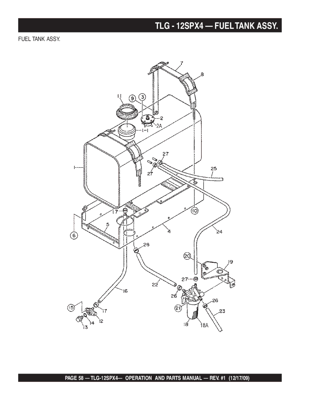 Multiquip TLG-12SPX4 operation manual TLG 12SPX4 Fueltank Assy 