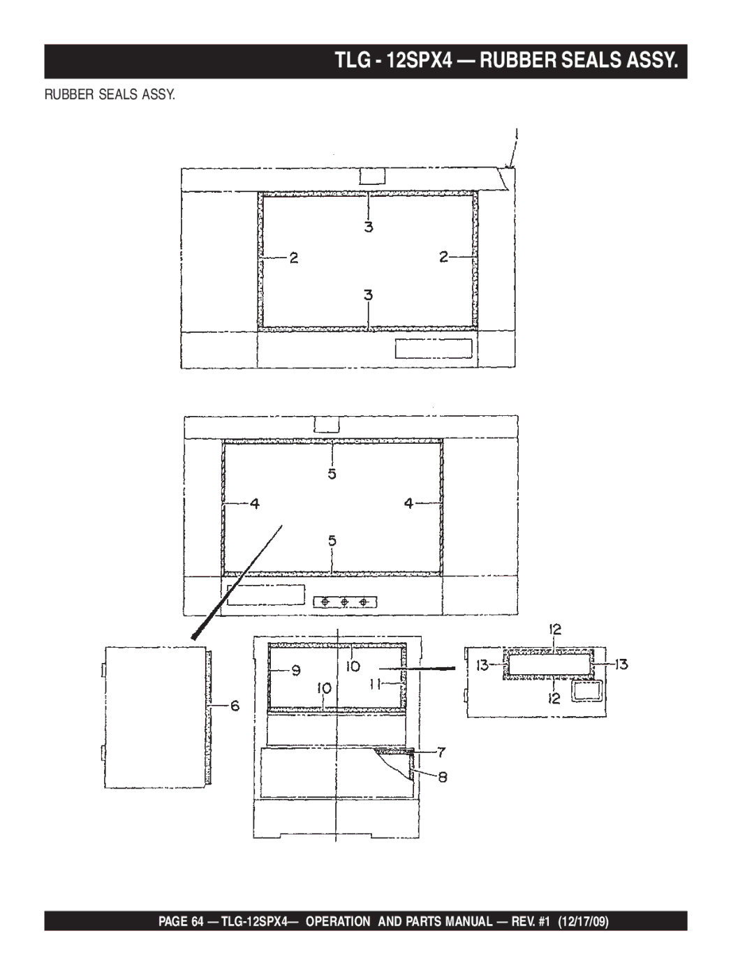 Multiquip TLG-12SPX4 operation manual TLG 12SPX4 Rubber Seals Assy 