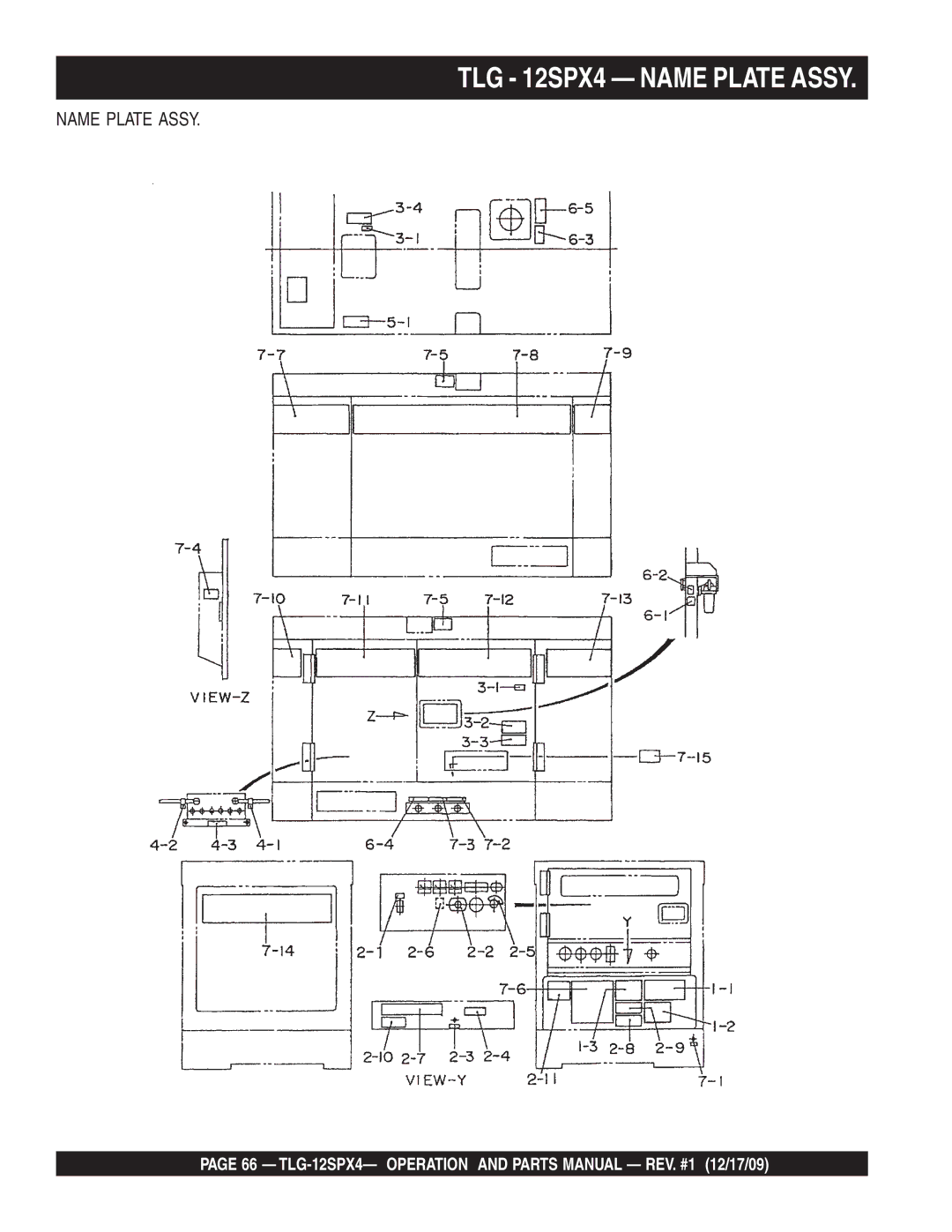 Multiquip TLG-12SPX4 operation manual TLG 12SPX4 Name Plate Assy 