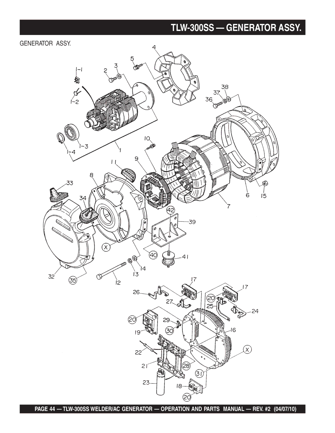 Multiquip operation manual TLW-300SS Generator Assy 