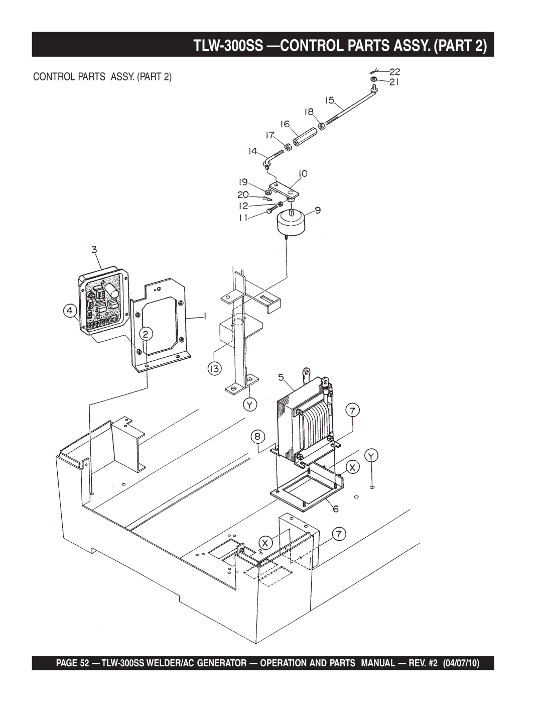 Multiquip operation manual TLW-300SS -CONTROL Parts ASSY. Part 