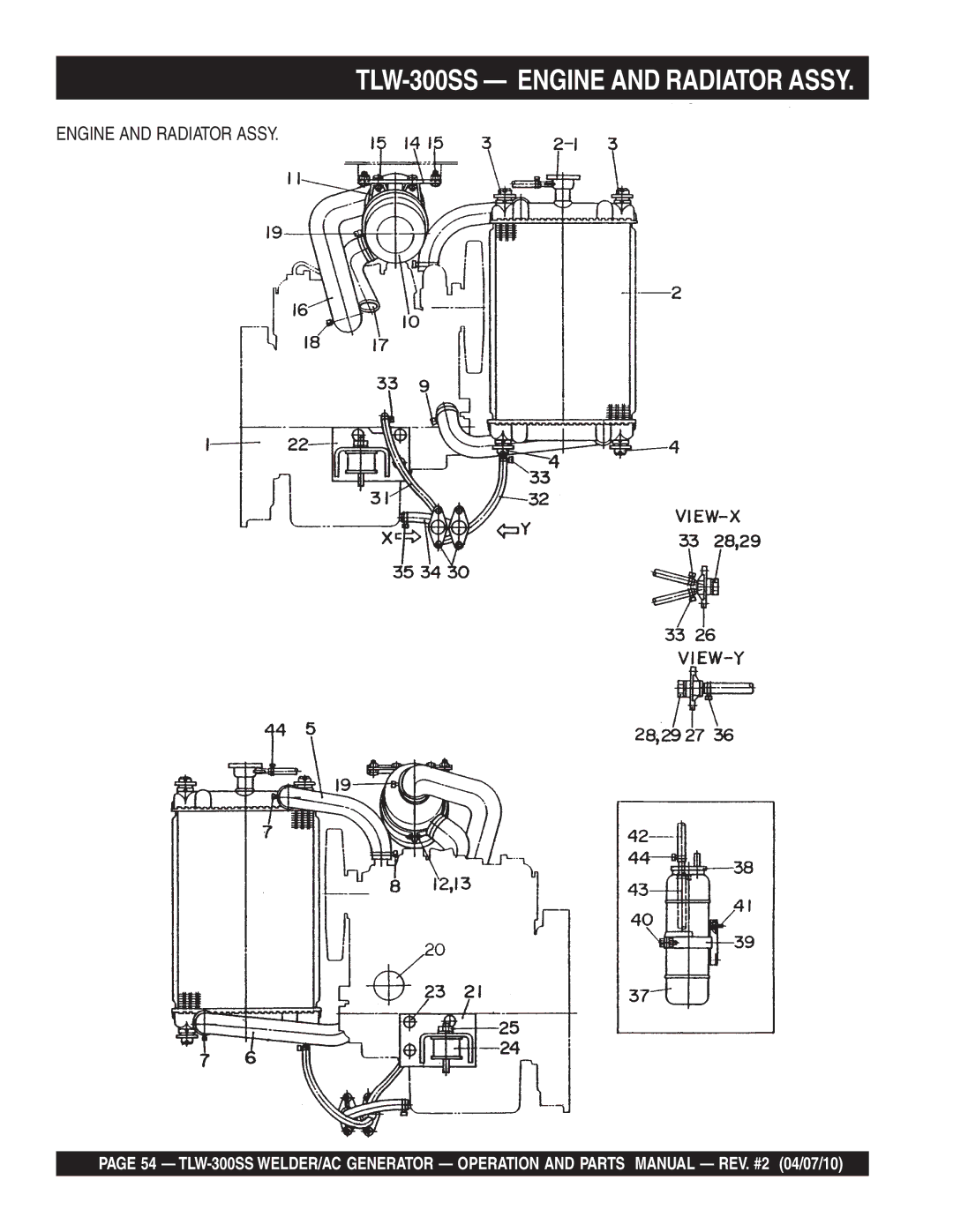 Multiquip operation manual TLW-300SS Engine and Radiator Assy 