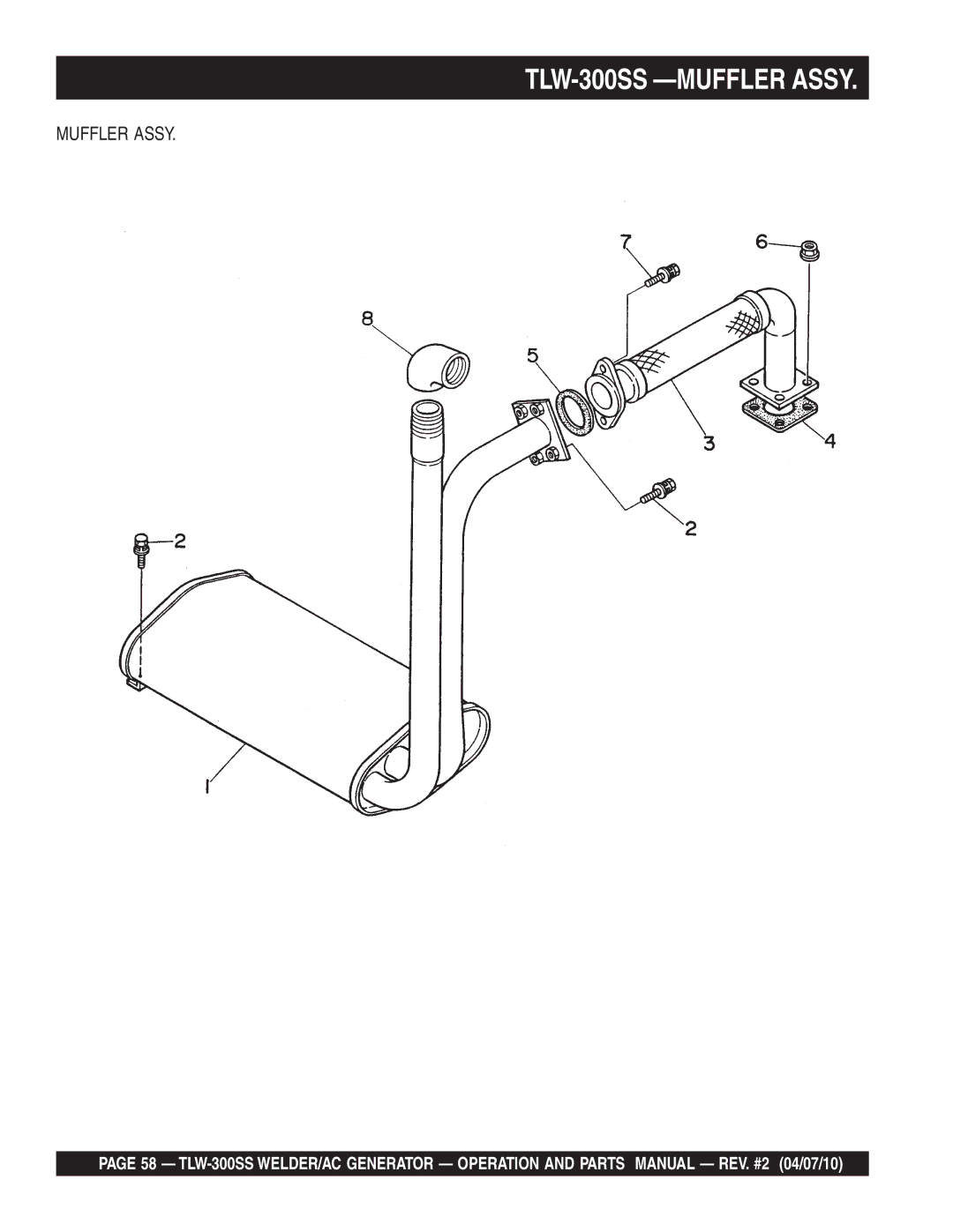 Multiquip operation manual TLW-300SS -MUFFLER Assy, Muffler Assy 