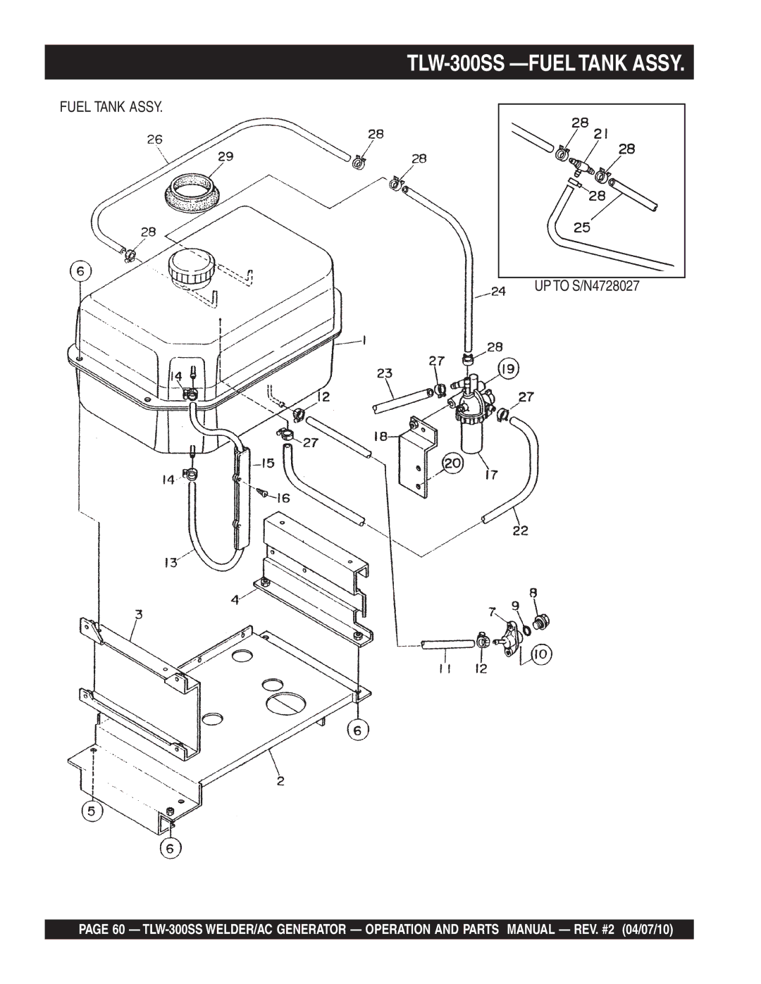 Multiquip operation manual TLW-300SS -FUELTANK Assy, Fuel Tank Assy 