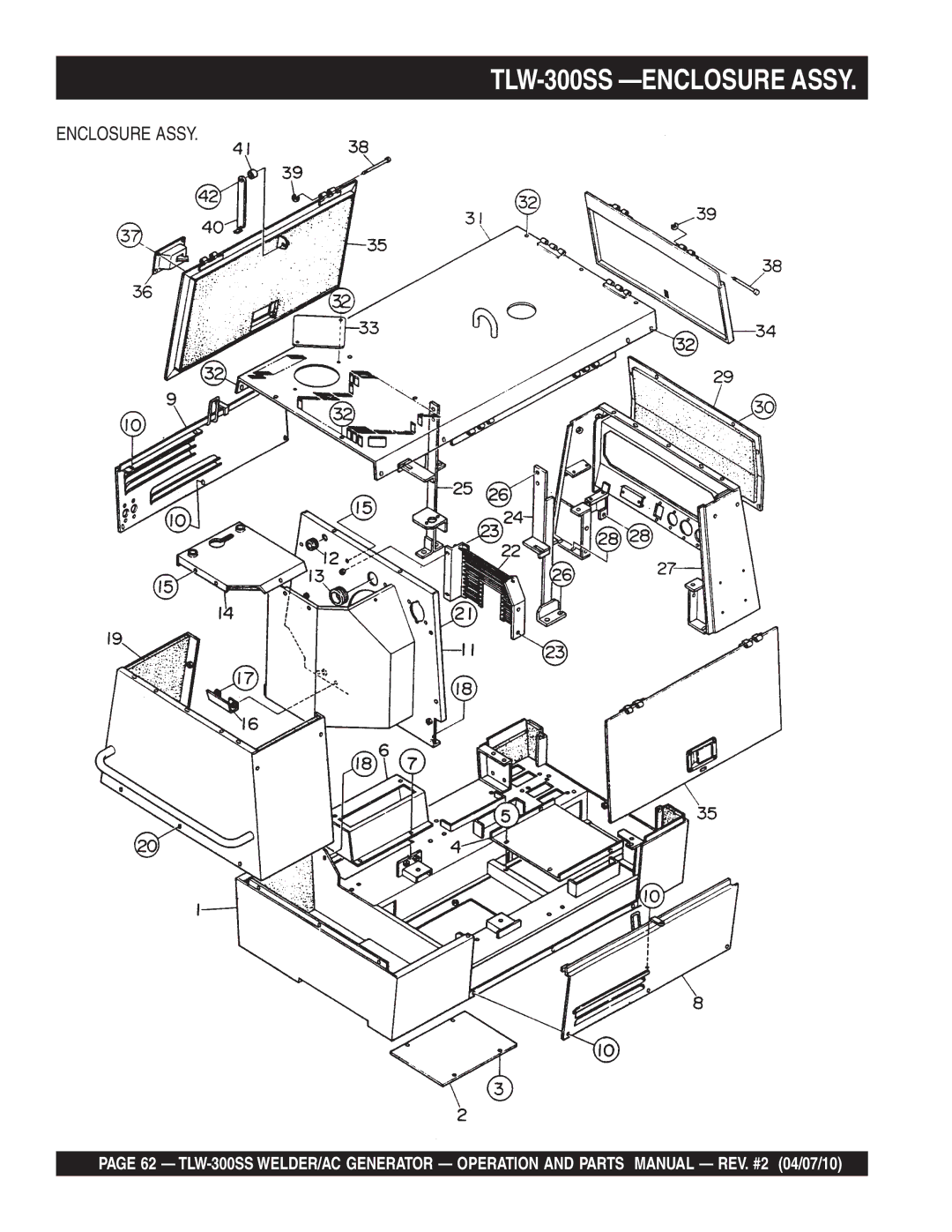 Multiquip operation manual TLW-300SS -ENCLOSURE Assy, Enclosure Assy 