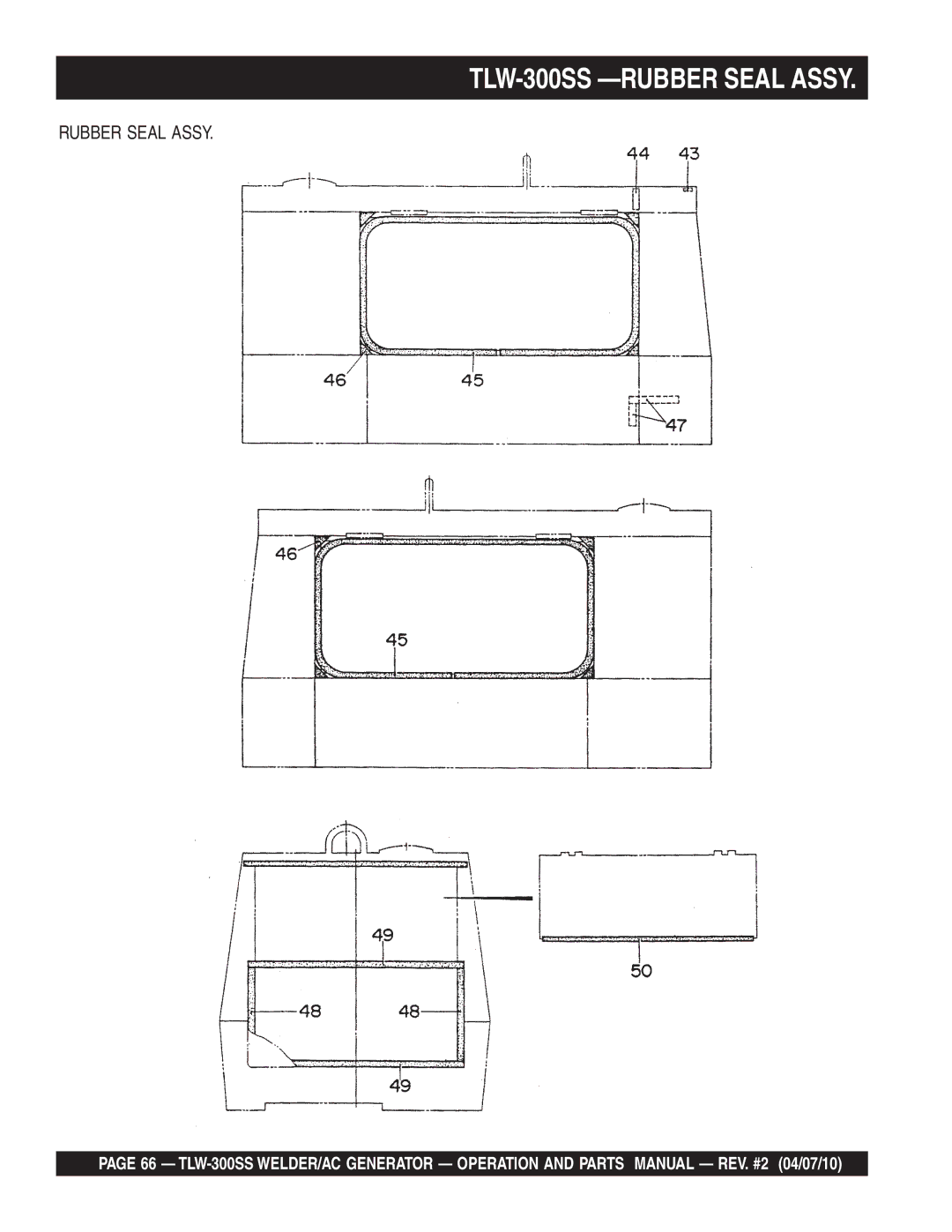 Multiquip operation manual TLW-300SS -RUBBER Seal Assy, Rubber Seal Assy 