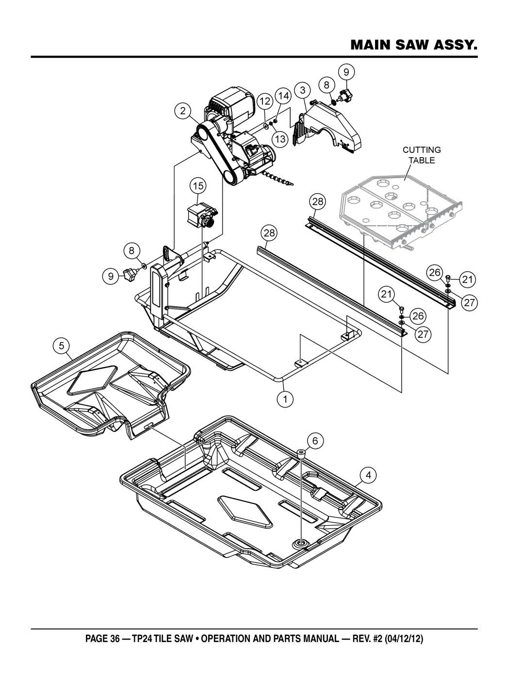 Multiquip tp24 manual Main SAW Assy 