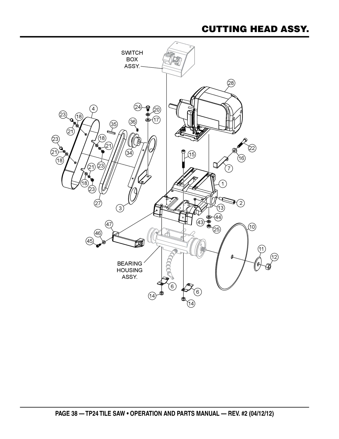 Multiquip tp24 manual Cutting Head Assy 