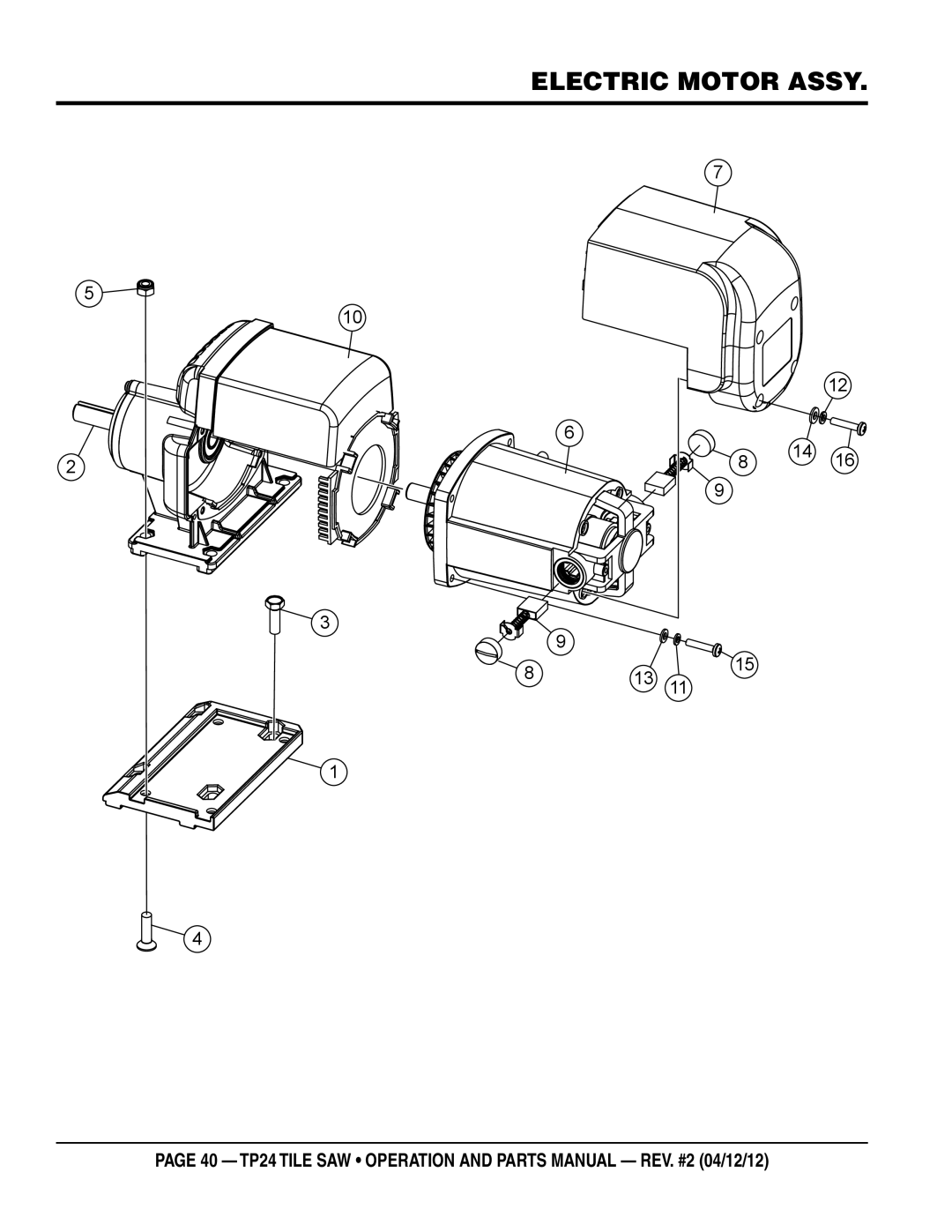 Multiquip tp24 manual Electric motor Assy 