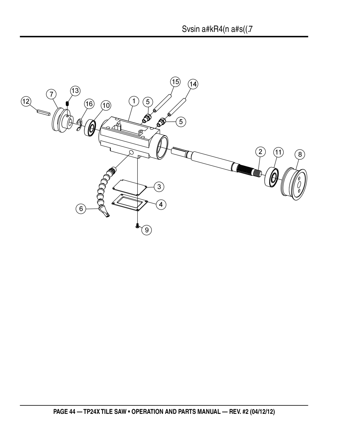 Multiquip TP24X manual Bearing housing assy 