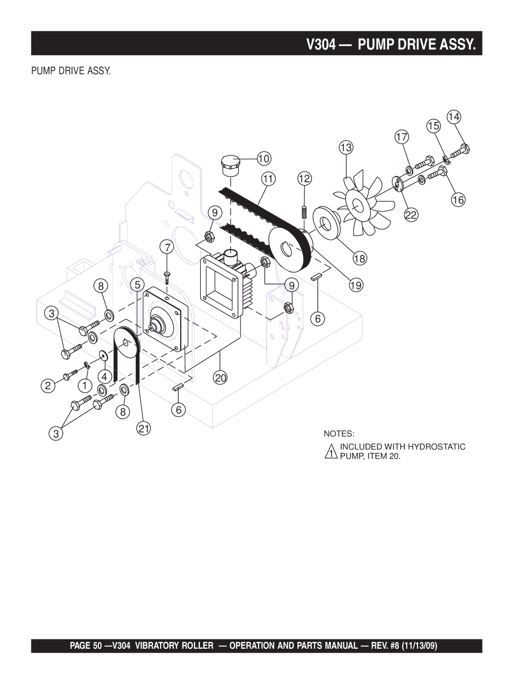 Multiquip manual V304 Pump Drive Assy 