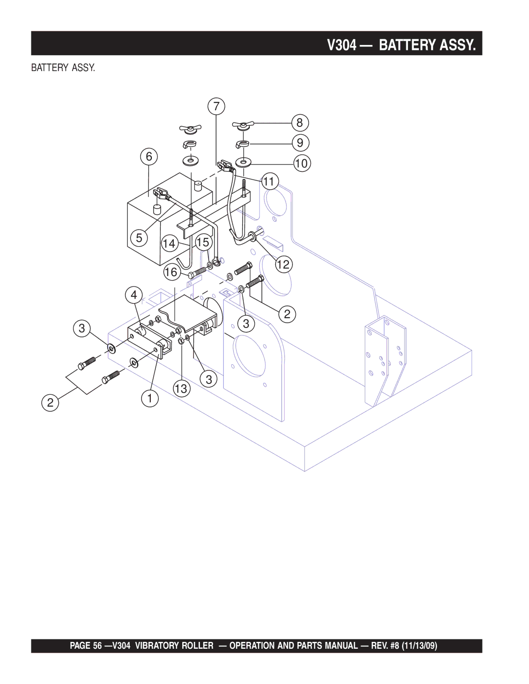 Multiquip manual V304 Battery Assy 