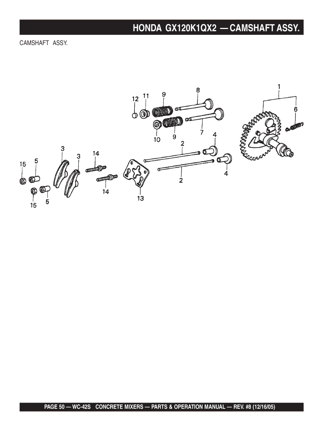 Multiquip WC-42S manual Camshaft Assy 