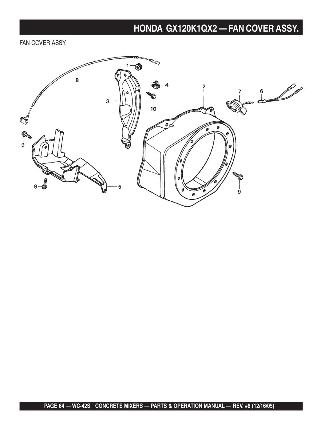 Multiquip WC-42S manual FAN Cover Assy 