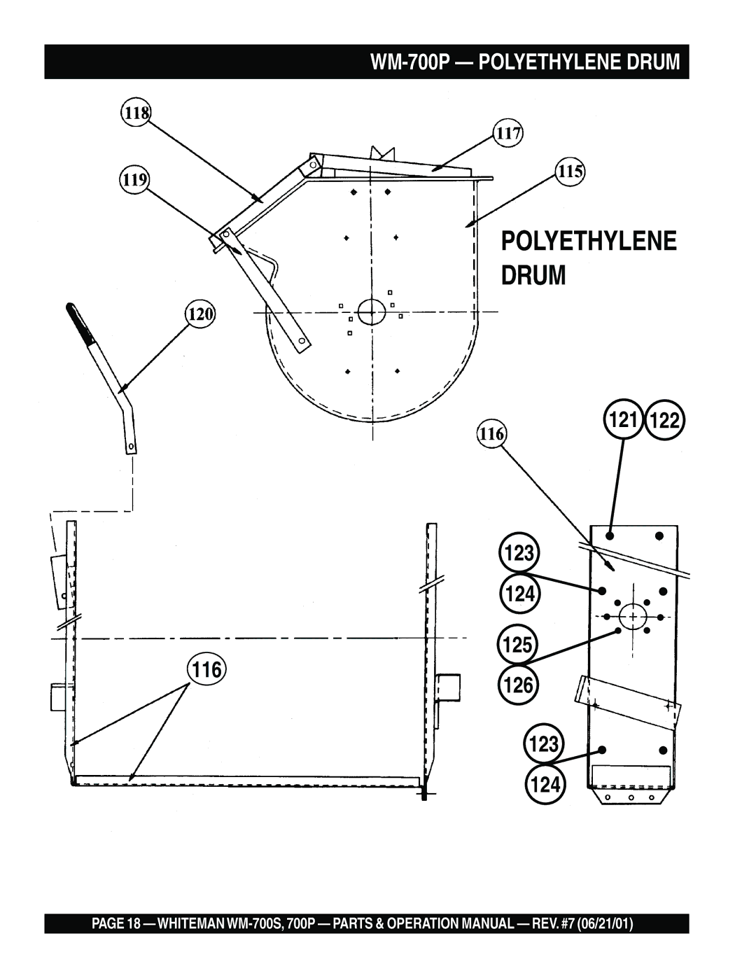 Multiquip WM- 700S operation manual WM-700P Polyethylene Drum 