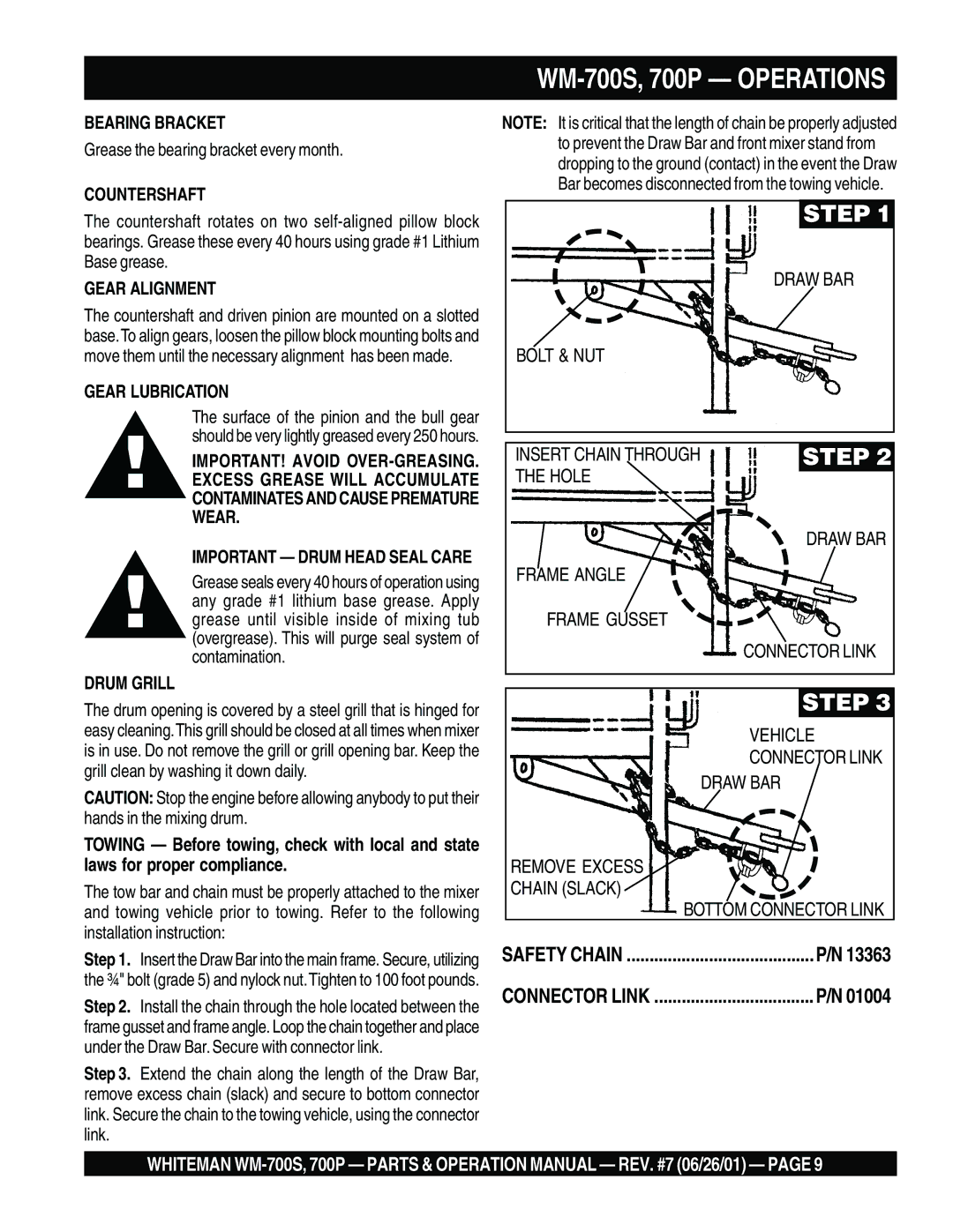 Multiquip WM-700P, WM- 700S operation manual WM-700S, 700P Operations 