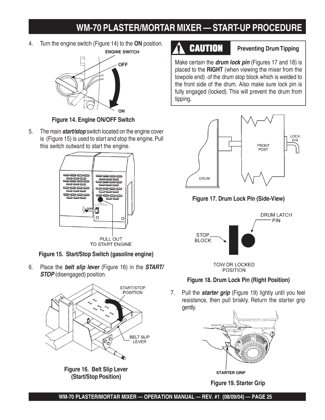 Multiquip WM-70S (Steel), WM-70P (Plastic) manual Engine ON/OFF Switch 