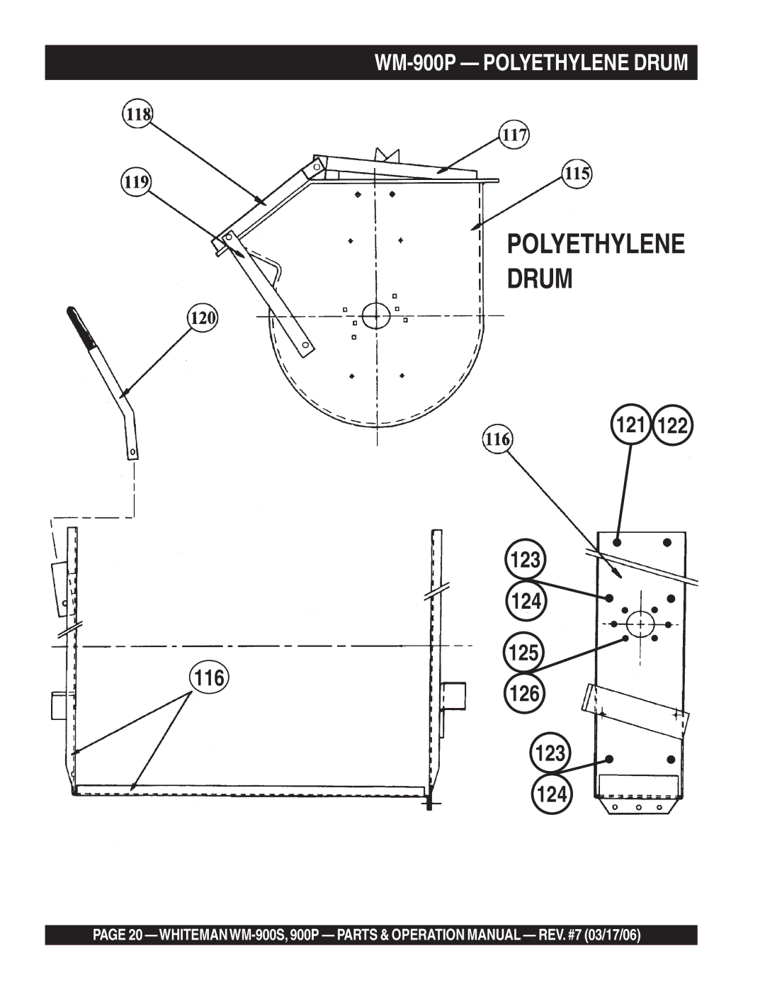 Multiquip WM-900S operation manual WM-900P Polyethylene Drum 