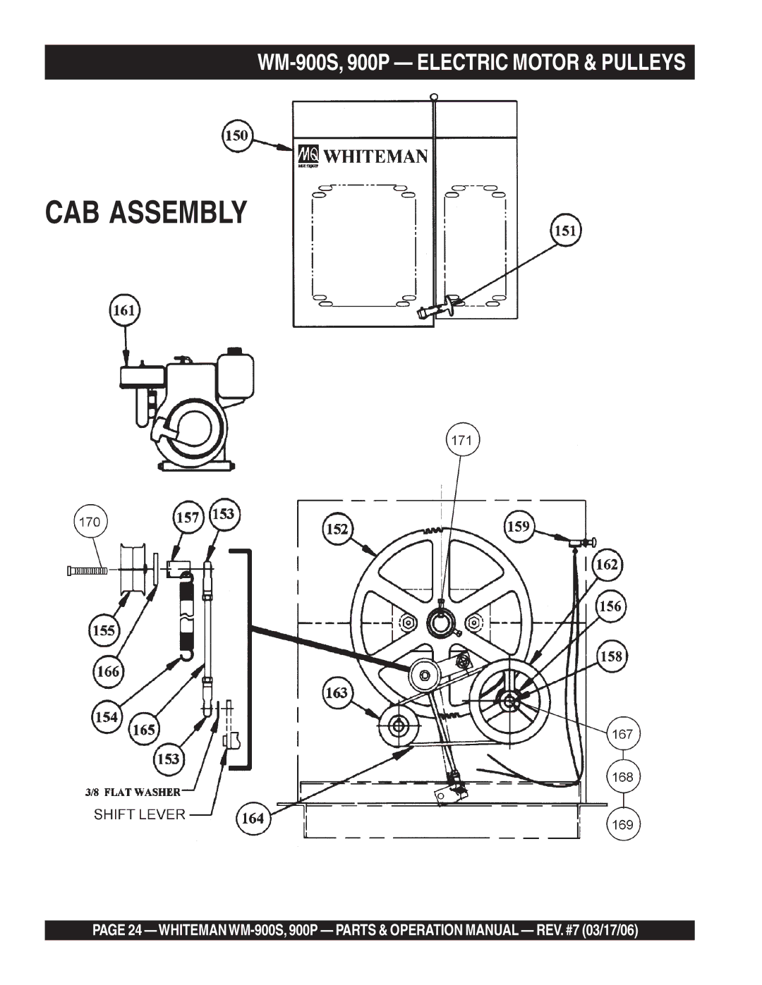 Multiquip WM-900P operation manual WM-900S, 900P Electric Motor & Pulleys 