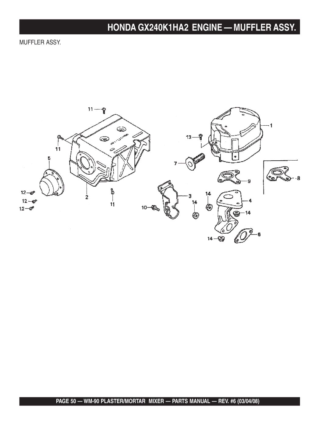 Multiquip WM-90S, WM-90P manual Muffler Assy 