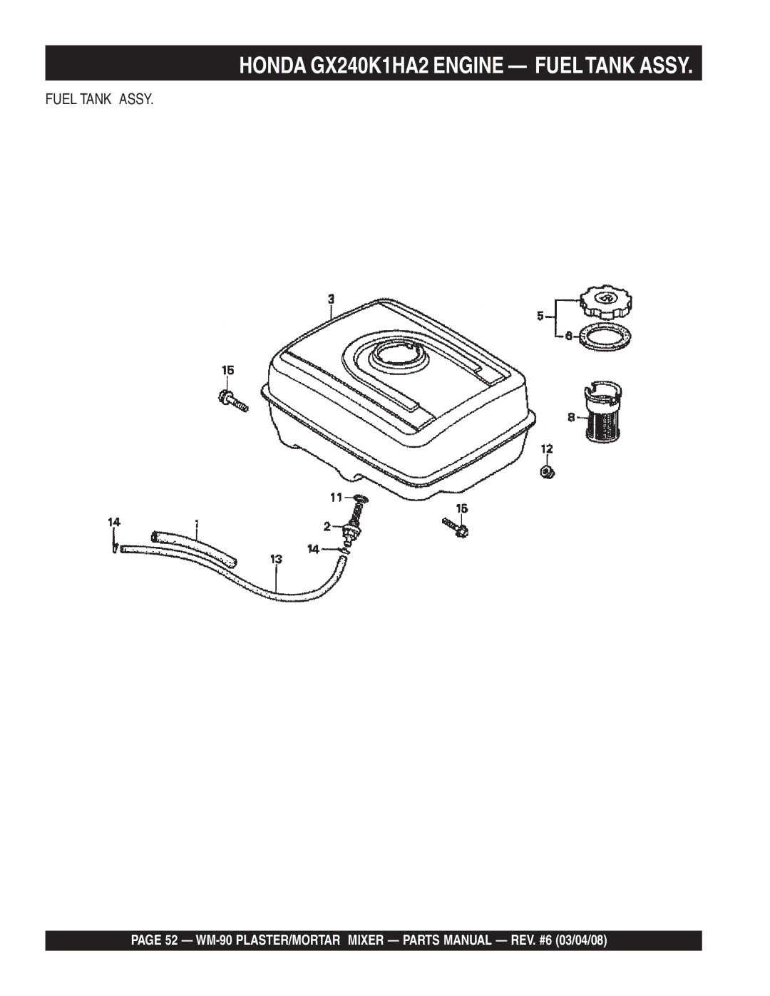 Multiquip WM-90S, WM-90P manual Fuel Tank Assy 