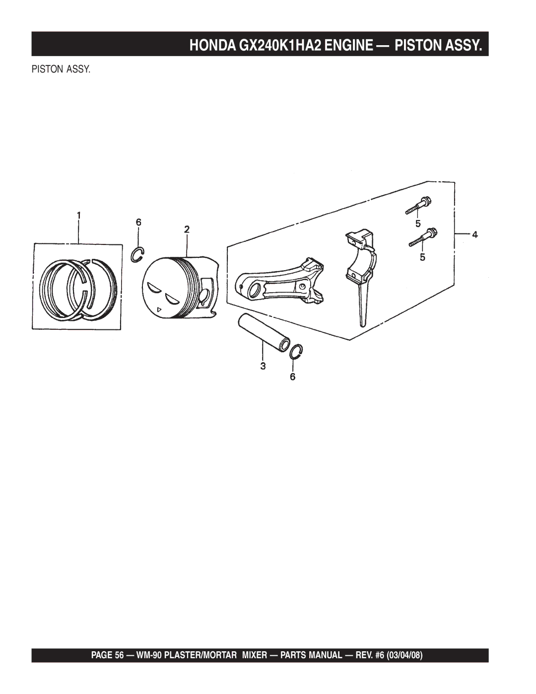 Multiquip WM-90S, WM-90P manual Piston Assy 