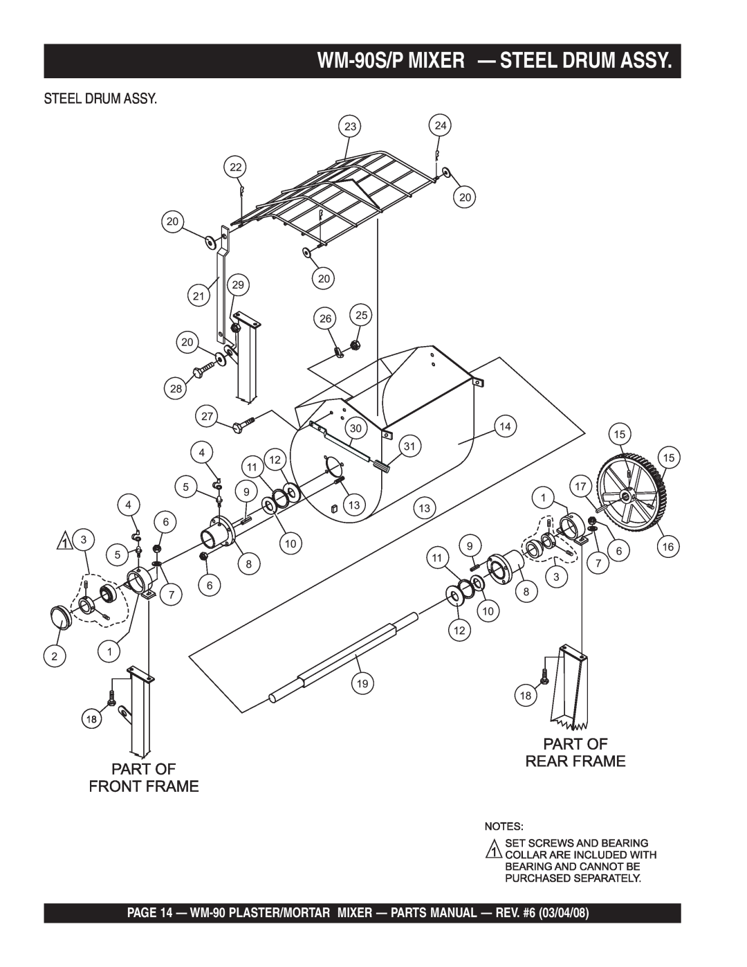 Multiquip WM-90P manual WM-90S/PMIXER - STEEL DRUM ASSY, Steel Drum Assy 