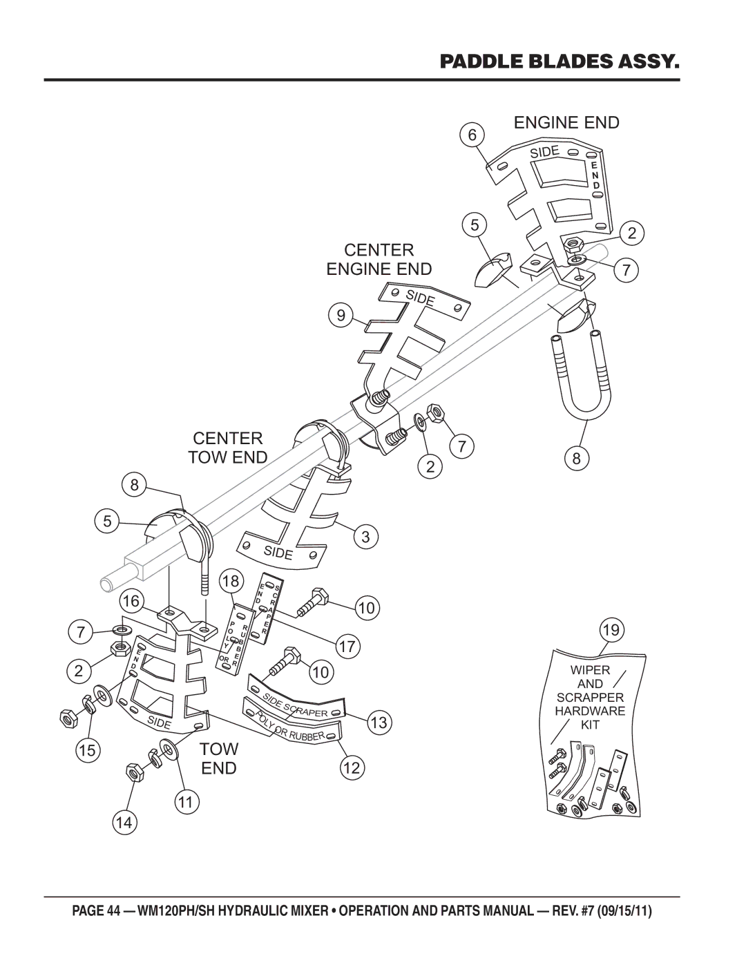 Multiquip WM120SH, WM120PH manual Paddle Blades Assy, TOW END12 