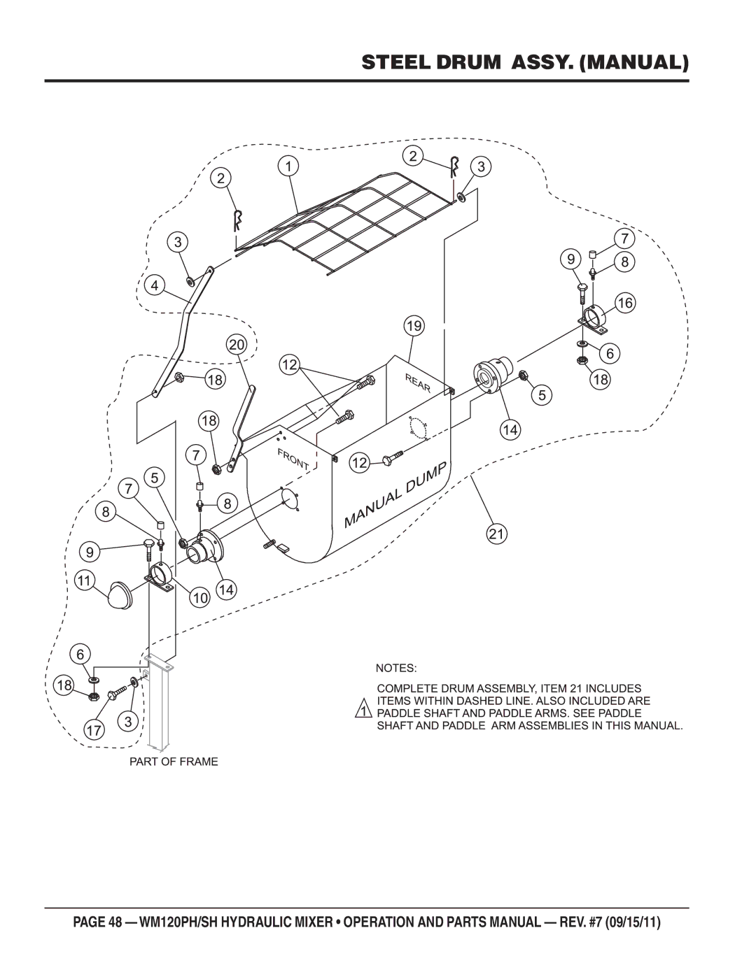 Multiquip WM120SH, WM120PH manual Steel Drum ASSY. Manual 