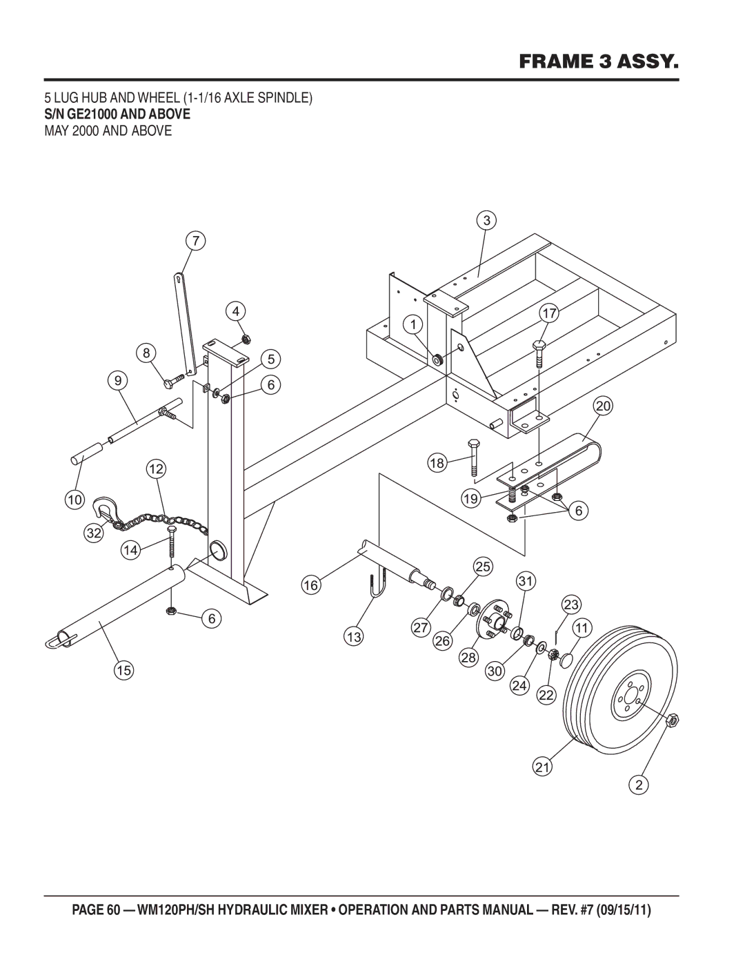 Multiquip WM120SH, WM120PH manual Frame 3 Assy, GE21000 and Above, MAY 2000 and Above 