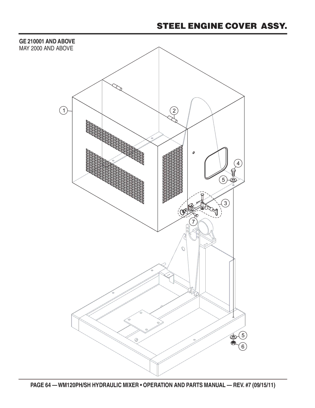 Multiquip WM120SH, WM120PH manual Steel Engine Cover Assy, GE 210001 and Above 