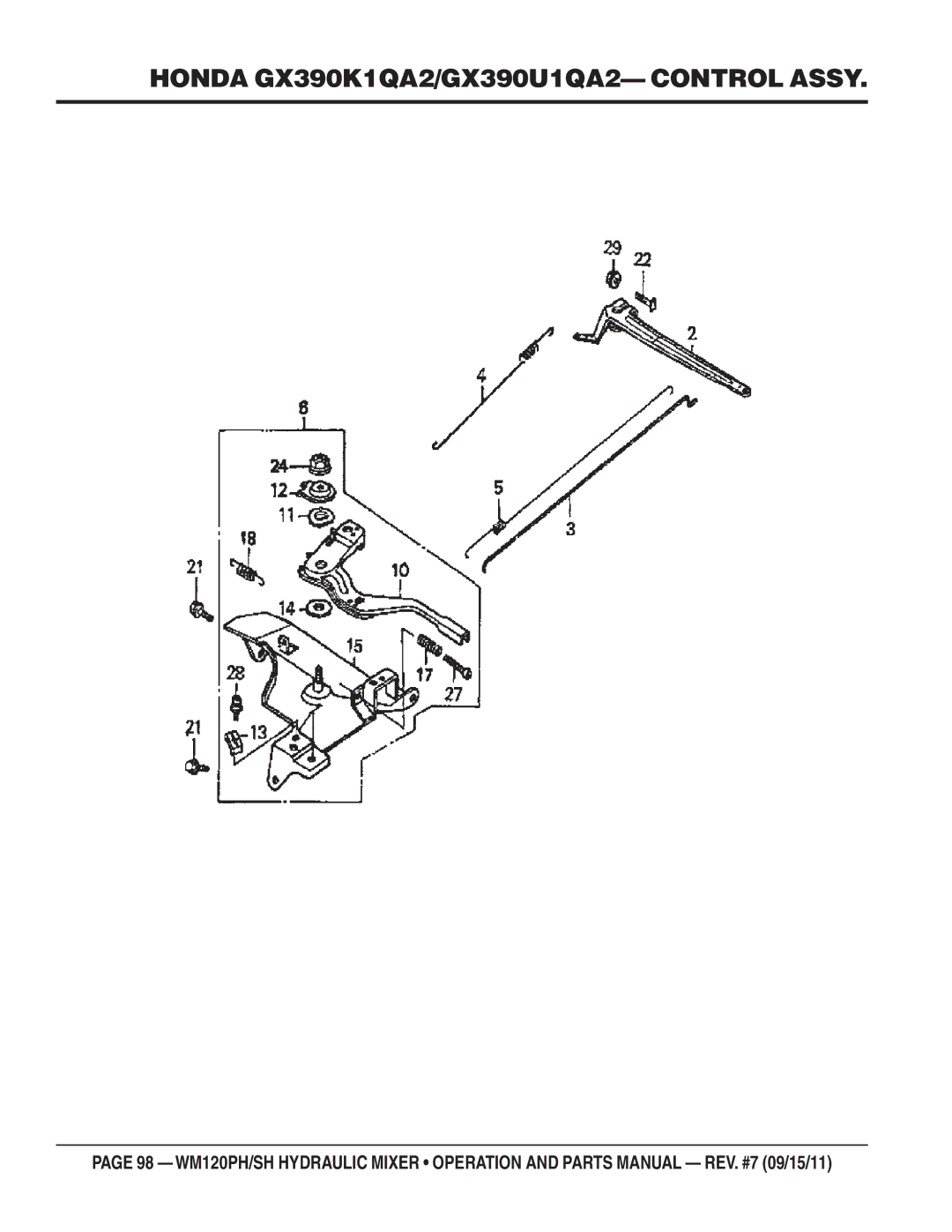 Multiquip WM120SH, WM120PH manual Honda GX390K1QA2/GX390U1QA2- Control Assy 