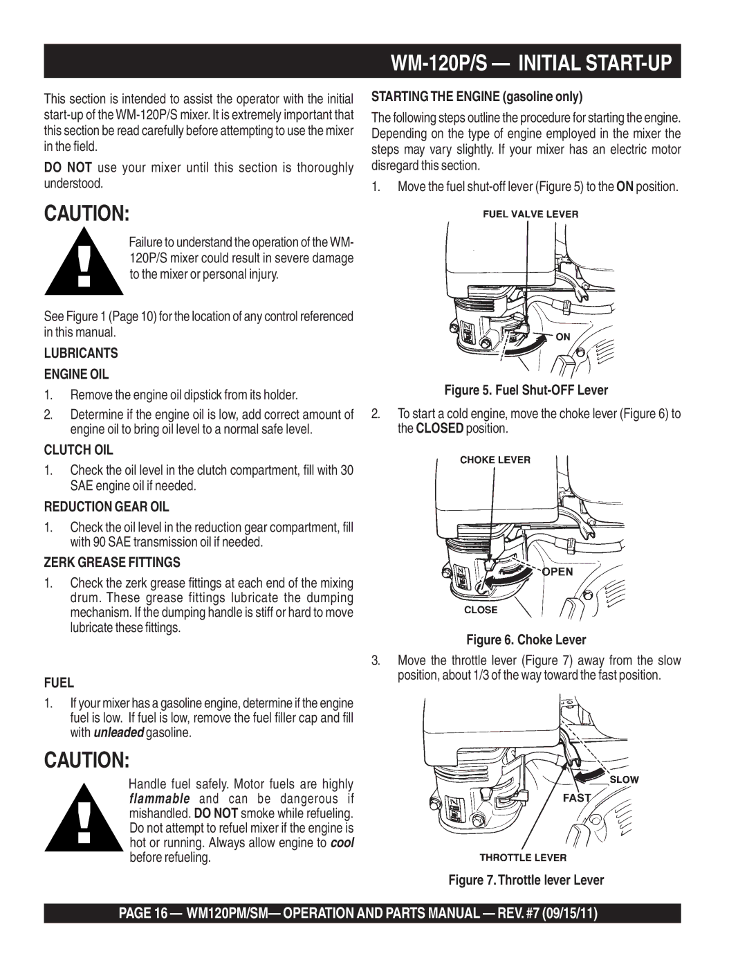 Multiquip WM120SM, WM120PM manual WM-120P/S Initial START-UP 