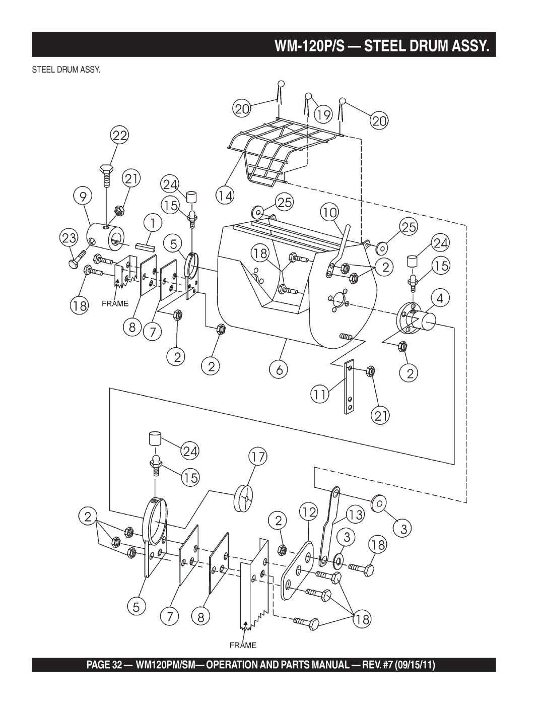 Multiquip WM120SM, WM120PM manual WM-120P/S Steel Drum Assy 