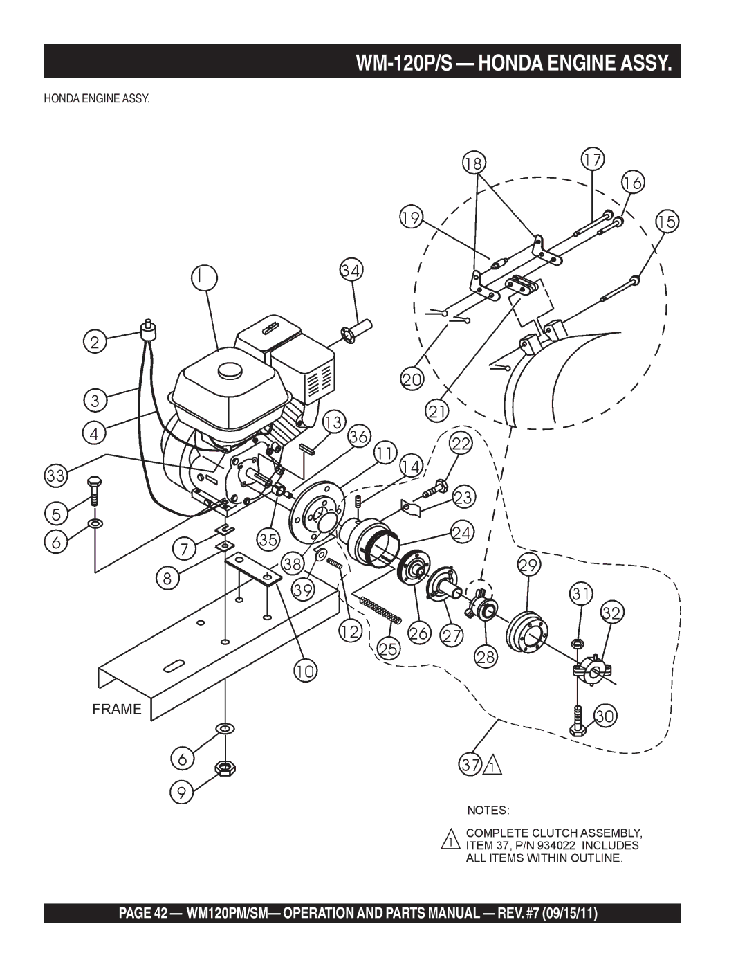 Multiquip WM120SM, WM120PM manual WM-120P/S Honda Engine Assy 