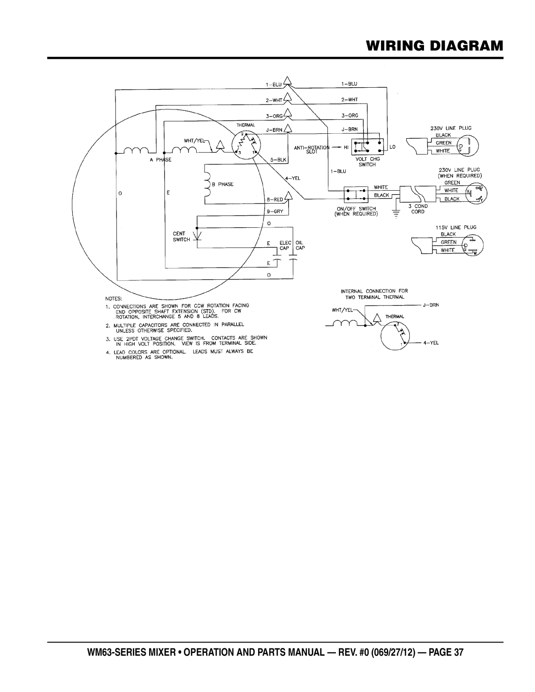 Multiquip WM63H5, WM63H8 manual Wiring diagram 