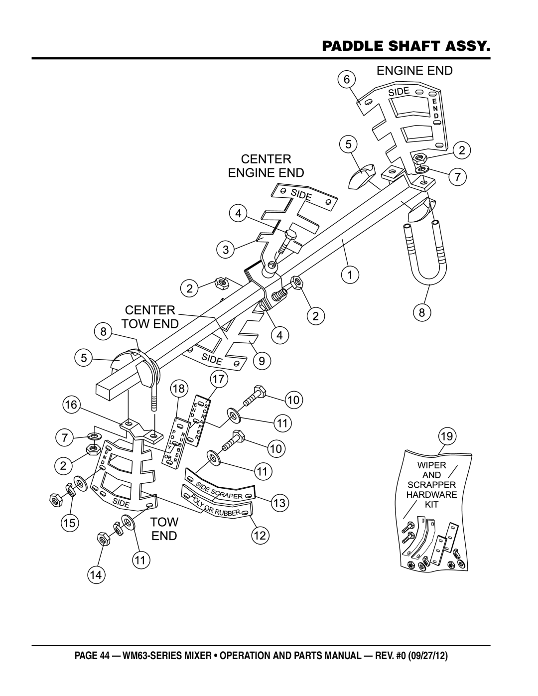 Multiquip WM63H8, WM63H5 manual Paddle shaft assy 