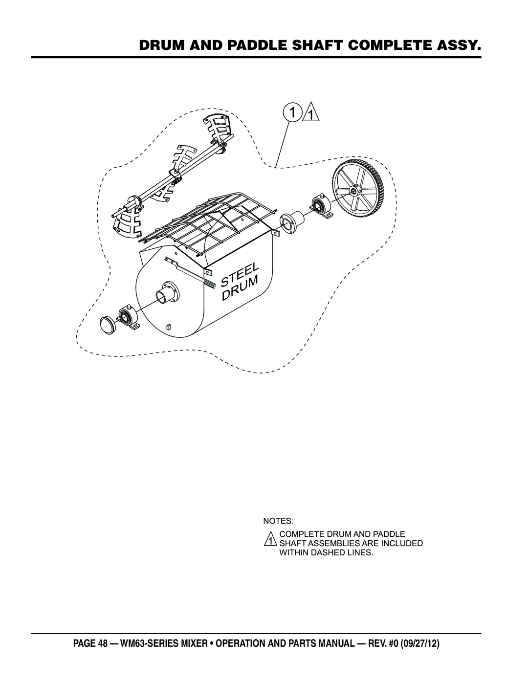 Multiquip WM63H8, WM63H5 manual Drum and paddle shaft complete assy 