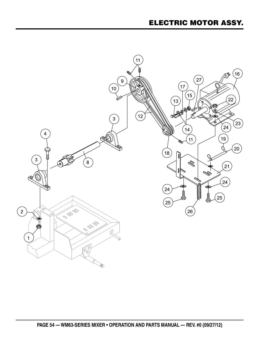 Multiquip WM63H8, WM63H5 manual Electric motor assy 