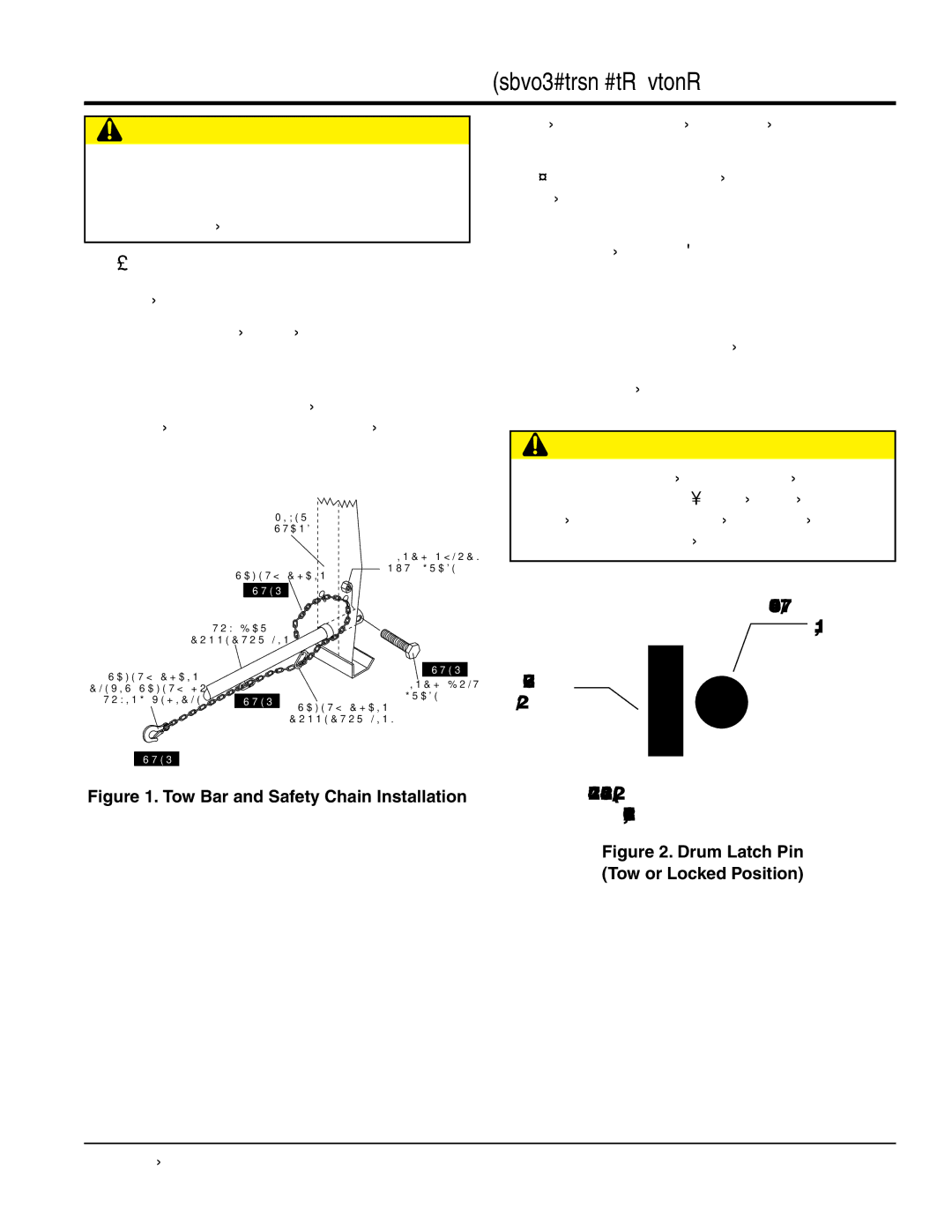 Multiquip WM70SH8C, WM70SH5C manual Safety chain connection, Tow Bar to Mixer Connection 