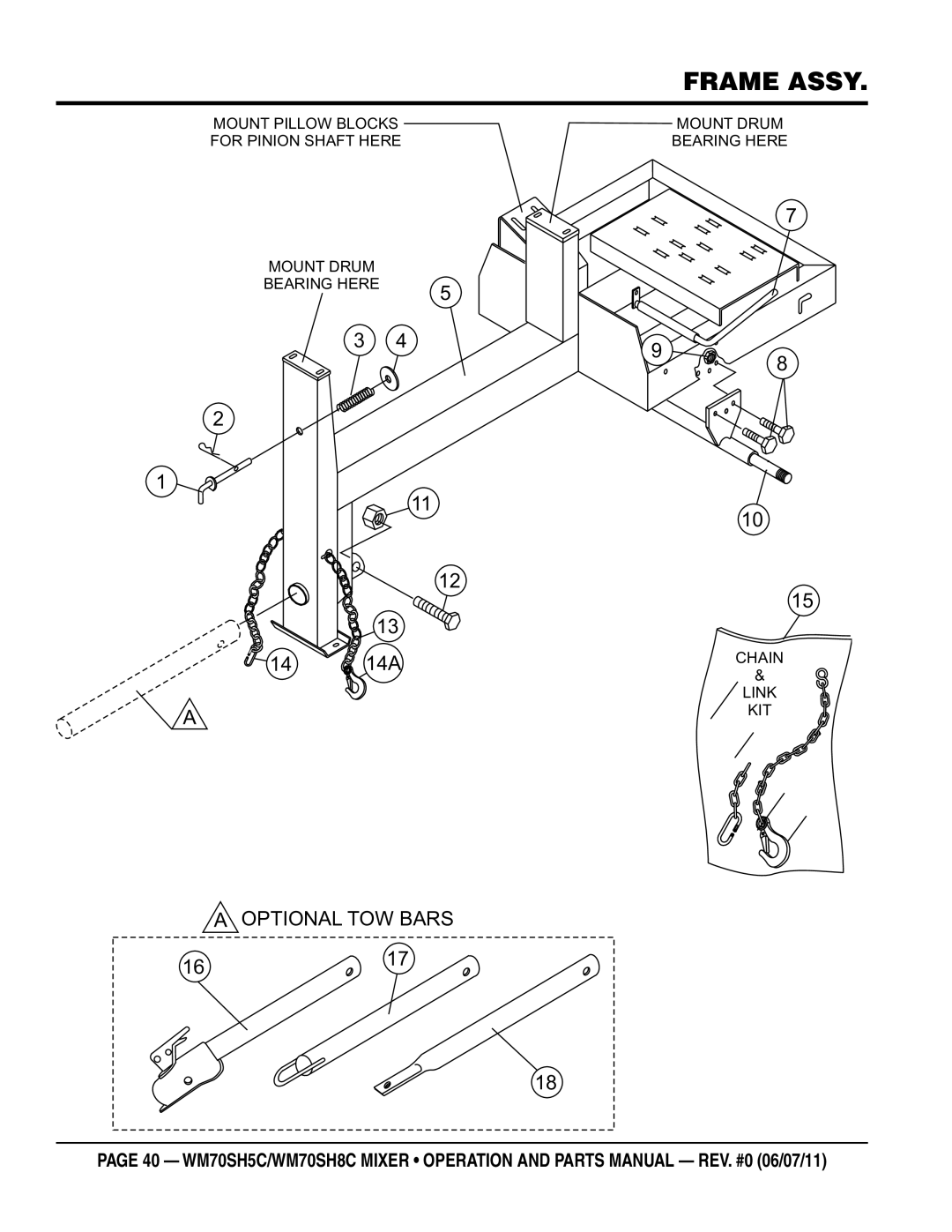 Multiquip WM70SH5C, WM70SH8C manual Frame assy 