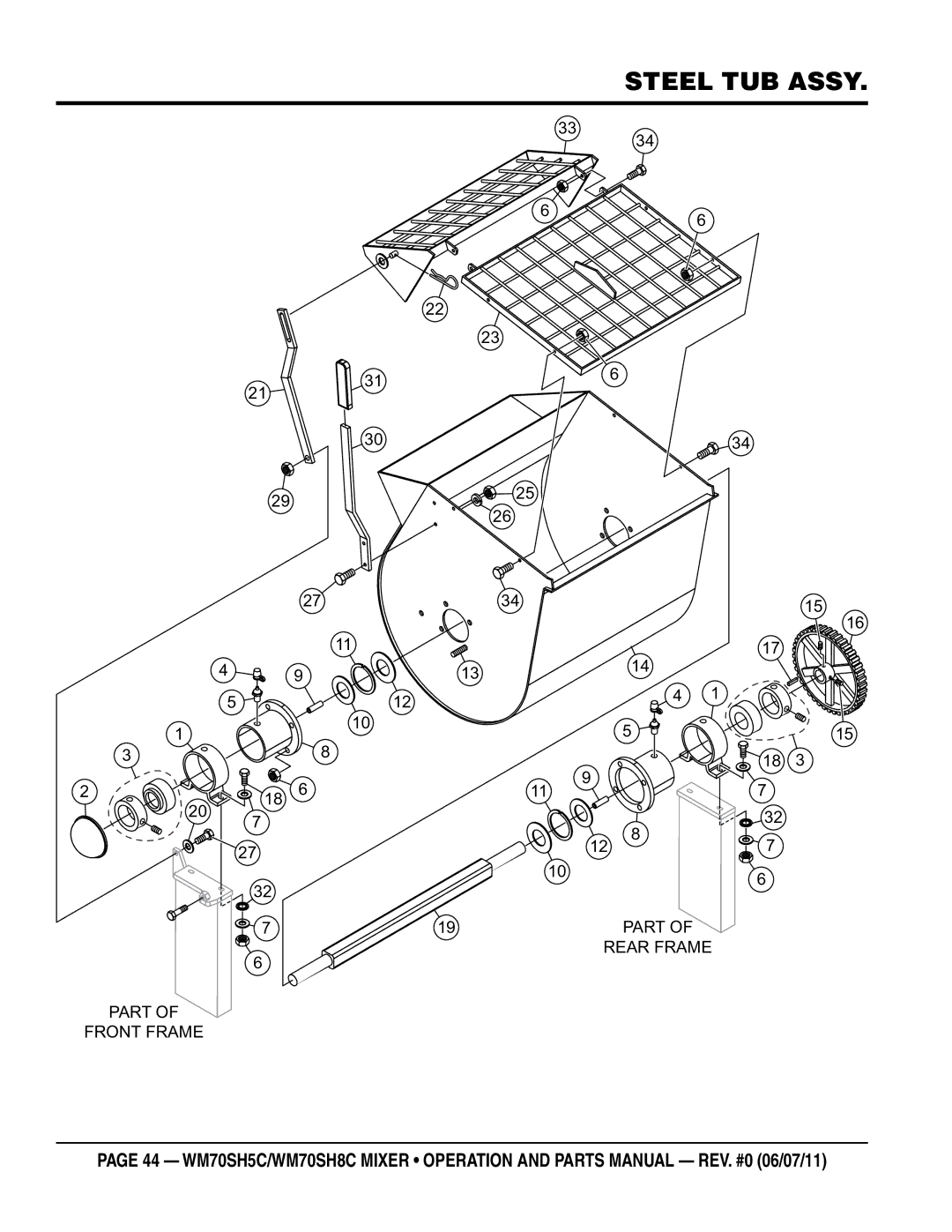 Multiquip WM70SH5C, WM70SH8C manual Steel tub assy 