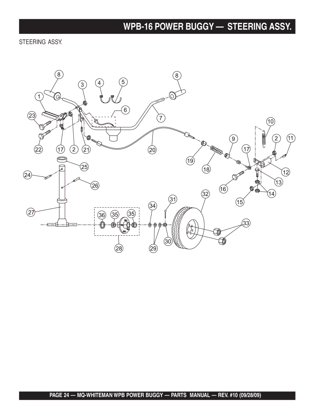 Multiquip WPB16E (Electric Start), WPB16 (Recoil Start) manual WPB-16 Power Buggy Steering Assy 