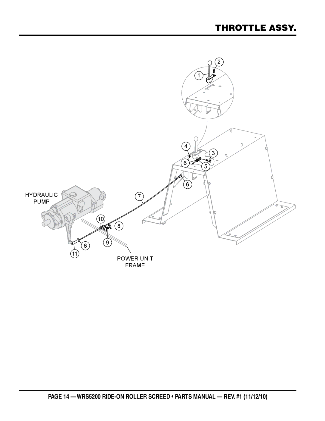 Multiquip wrs5200 manual Throttle Assy 