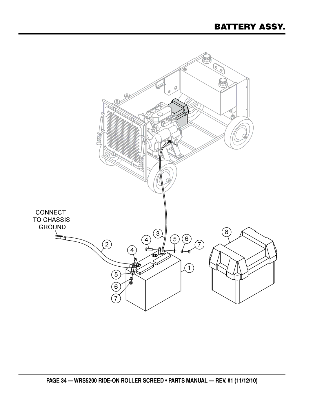 Multiquip wrs5200 manual Battery Assy 