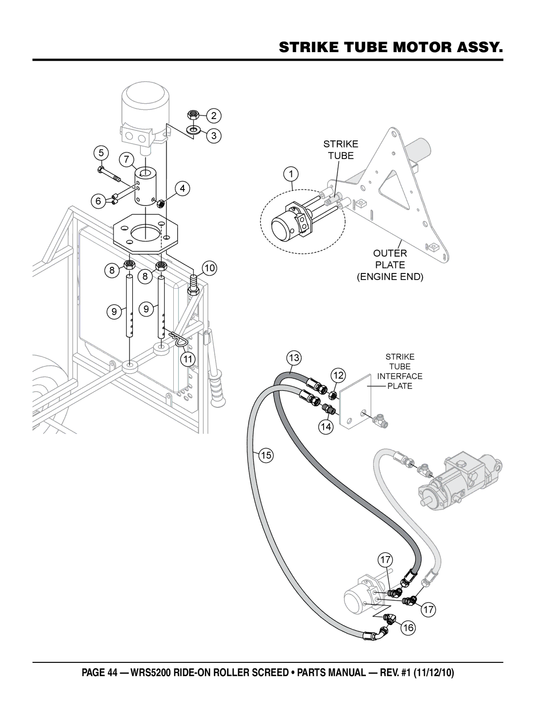 Multiquip wrs5200 manual Strike Tube Motor Assy 