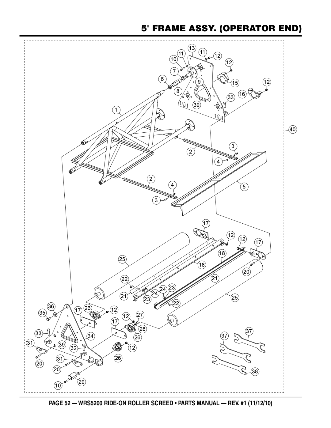 Multiquip wrs5200 manual Frame assy. operator end 