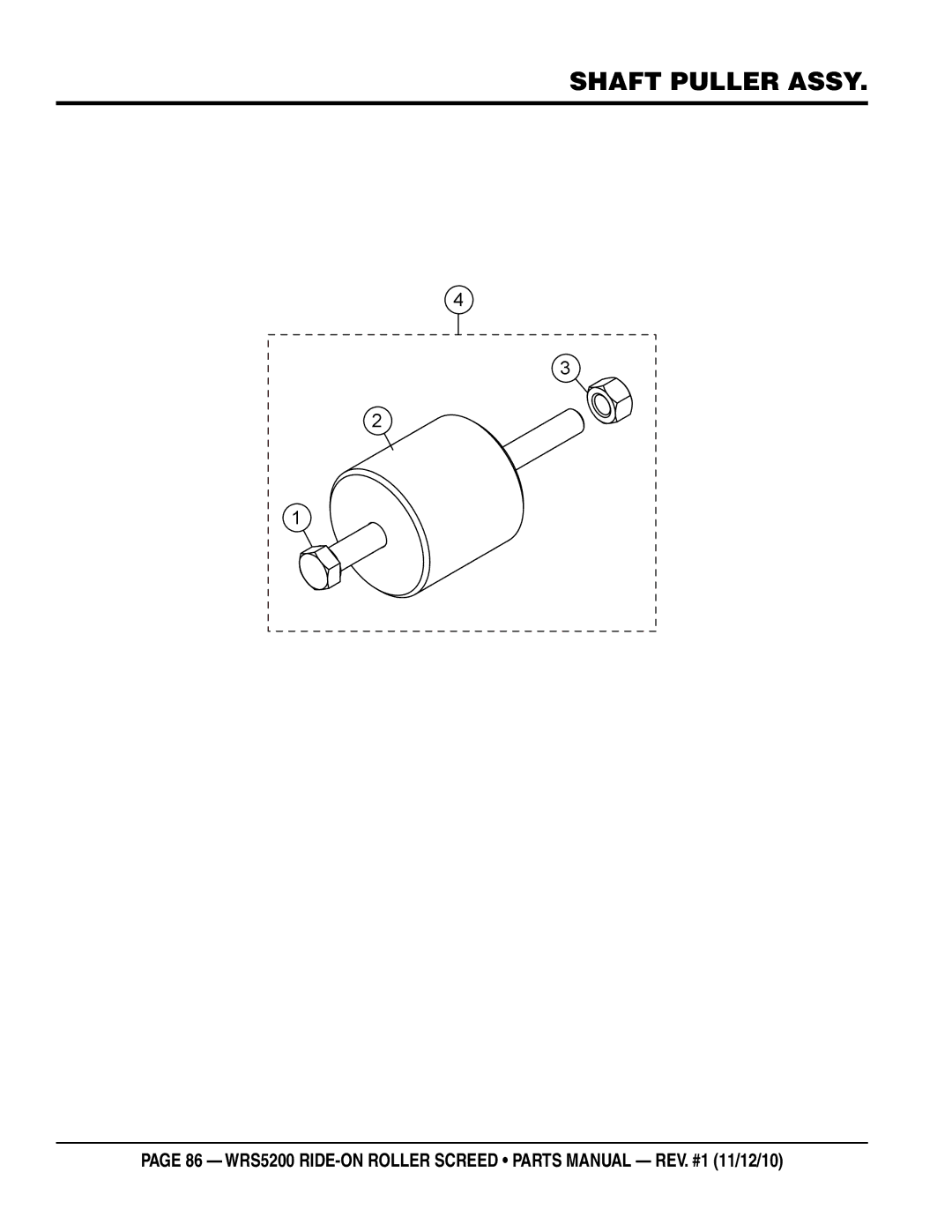 Multiquip wrs5200 manual Shaft puller assy 